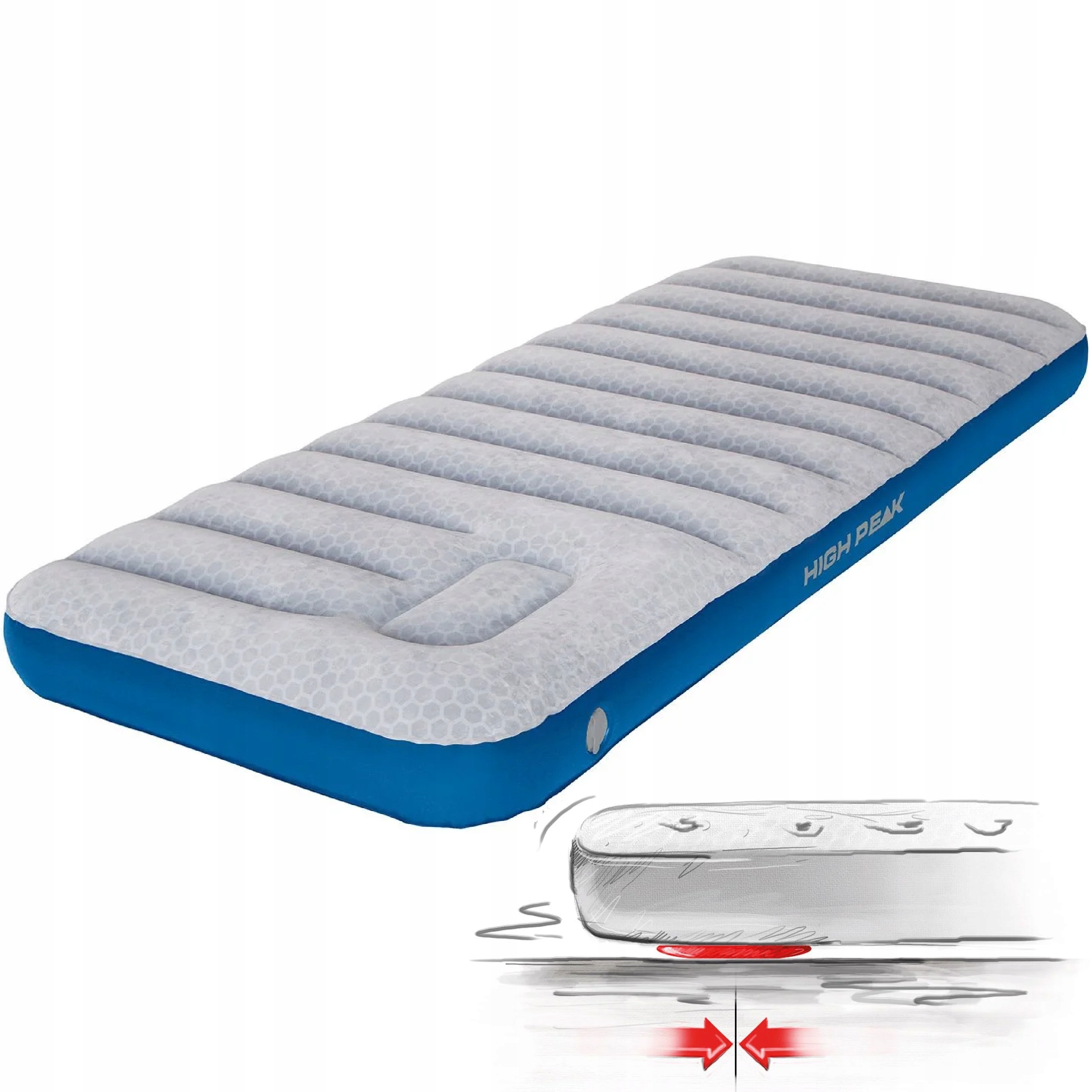 Matrace jednolůžková High Peak vzduchová postel nožní pumpa 75x20x195 cm
