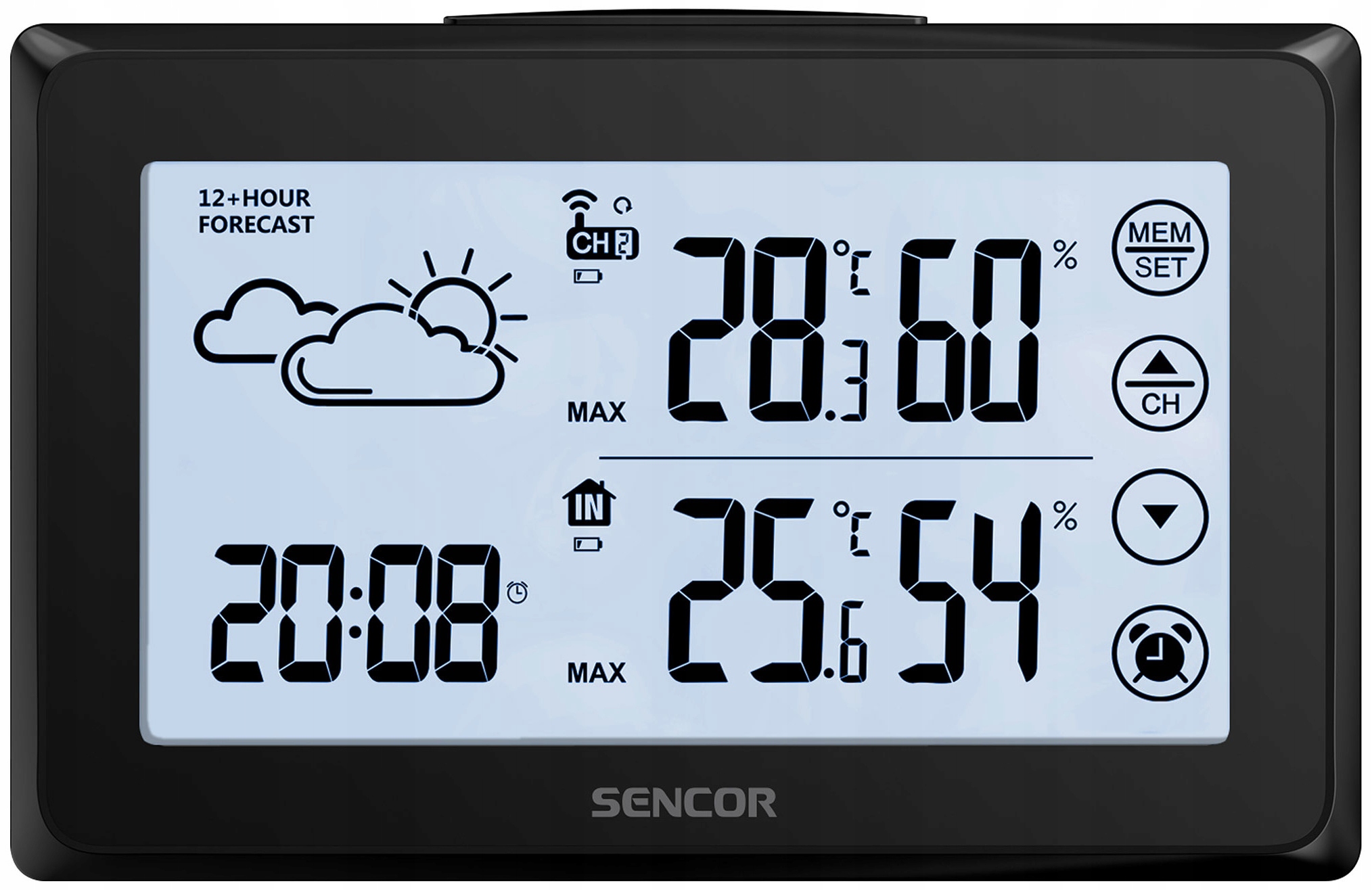 Stacja POGODY pogodowa zegar CZUJNIK PROGNOZA LCD Marka Sencor
