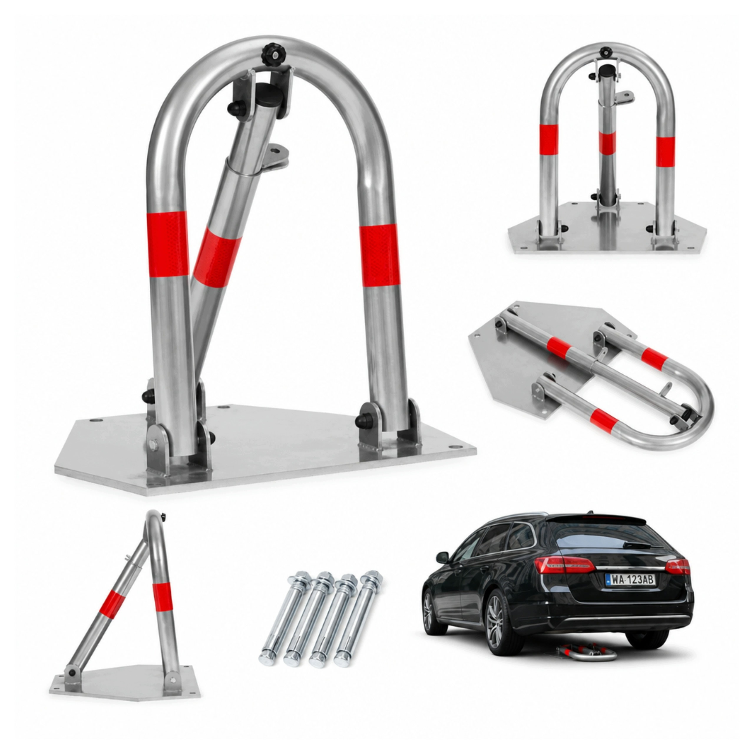 Skládací parkovací zámek 45 cm na visací zámek s reflexními pruhy