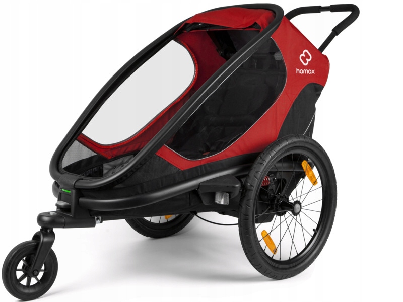 Przyczepka rowerowa Hamax Outback One 34kg Pasy Czerwono-czarny