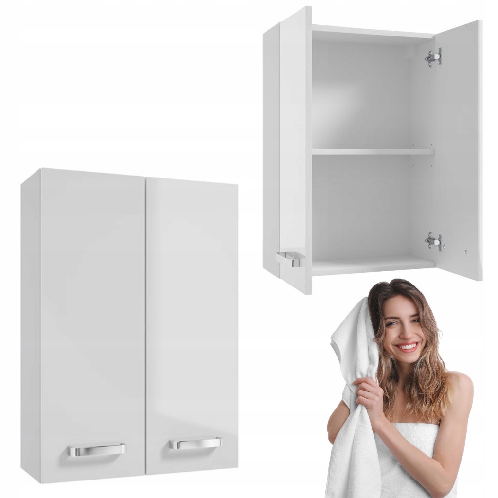 Závěsná koupelnová skříňka Nevada A50 se 2 dveřmi, bílý lesk