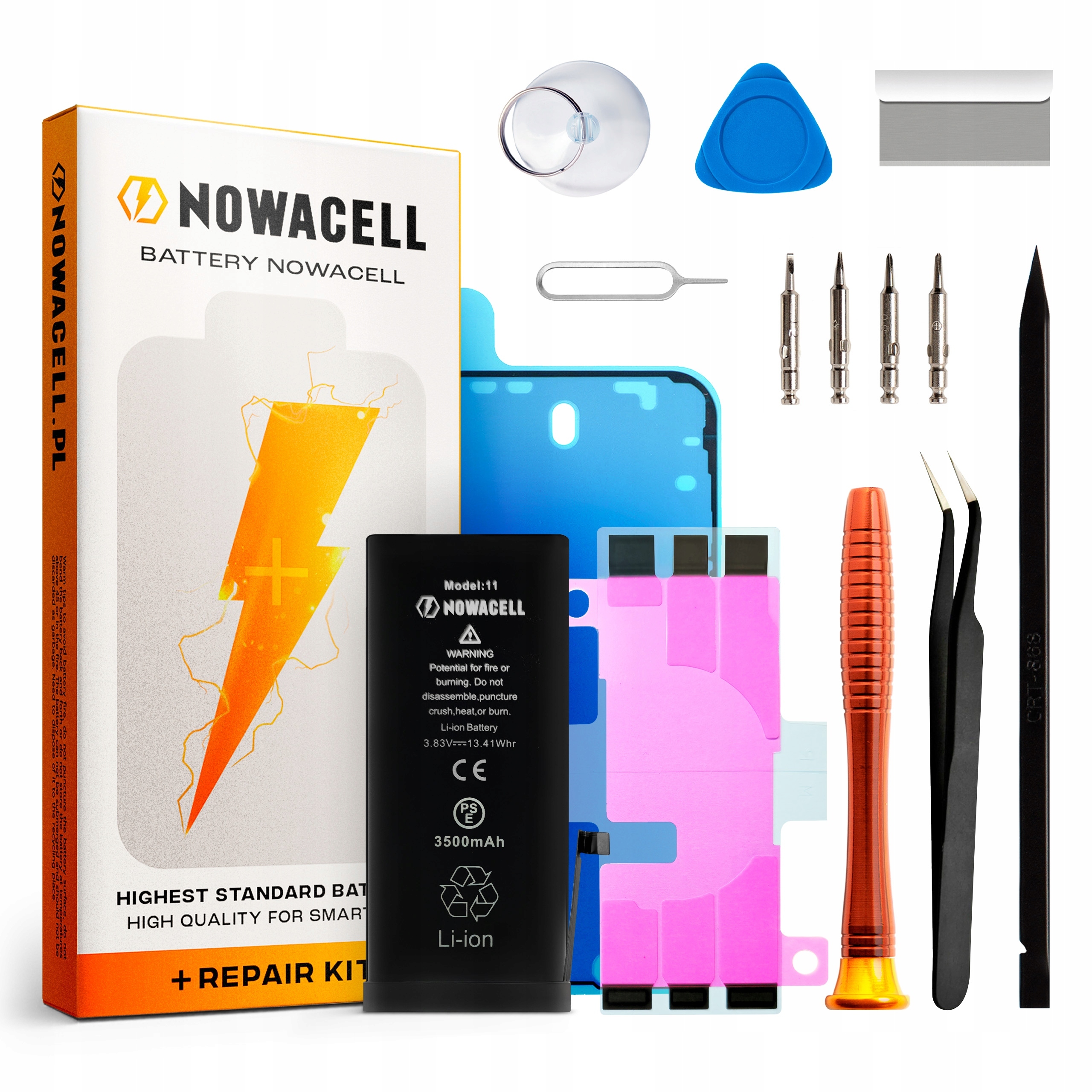 Bateria do iPhone 11 Większa Pojemność 3500 mAh Zestaw Nowacell