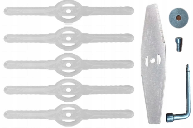 ZESTAW NOŻY NOŻYKÓW DO KOSY PODKASZARKI 5 X PLASTIK 1 X METAL