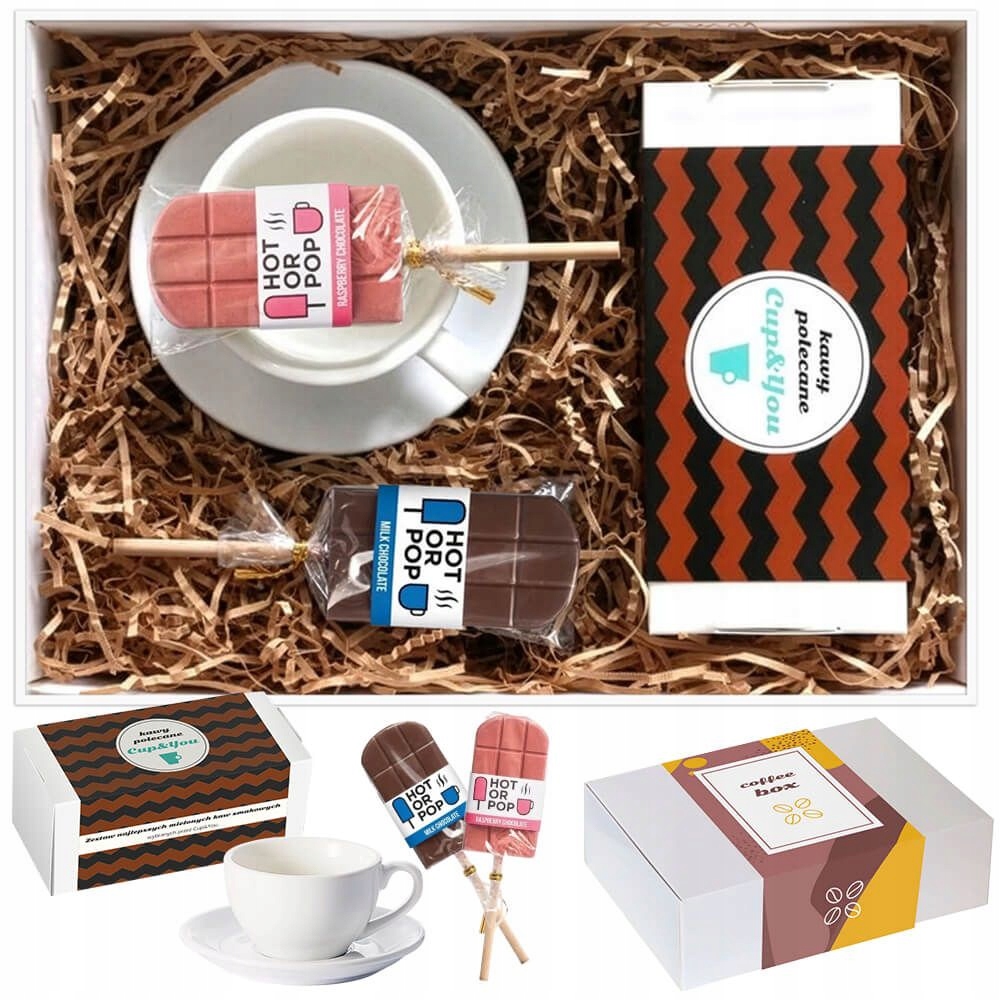 Levně Klasický Dárková sada kávového boxu aromatizovaný hrnek lízátka čokoládová