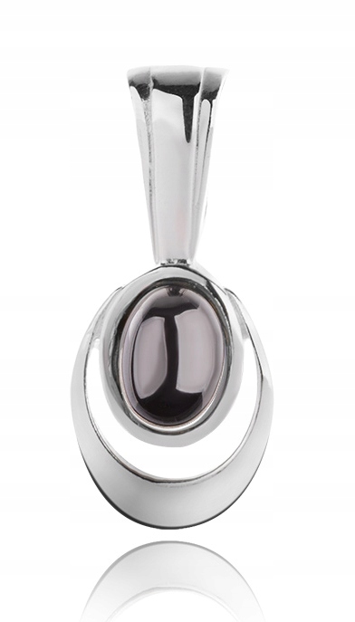 

Srebrny Owalny Delikatny Wisiorek Z Hematytem 925!