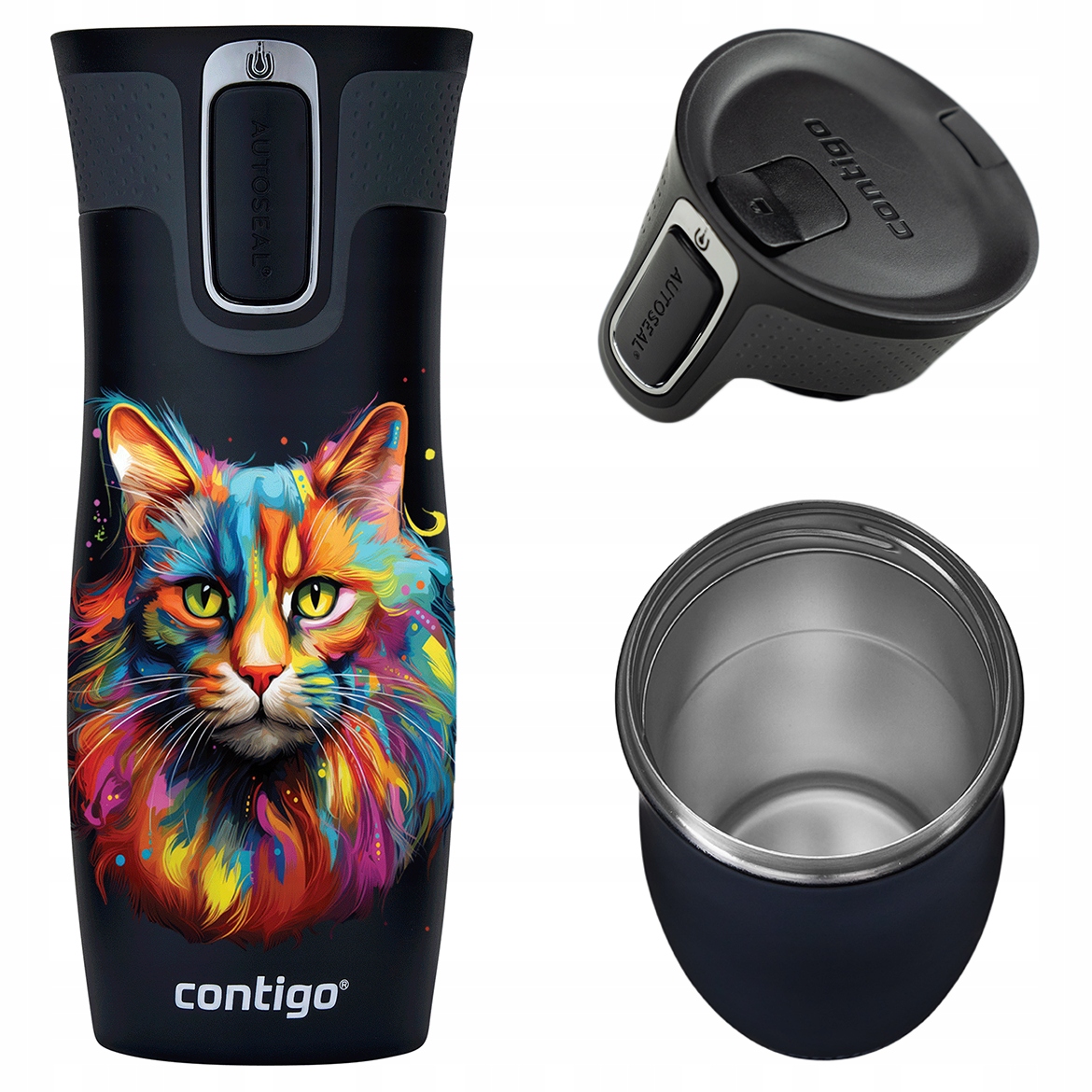 Termohrnek Contigo West Loop 2.0 470 ml Kočka Černý