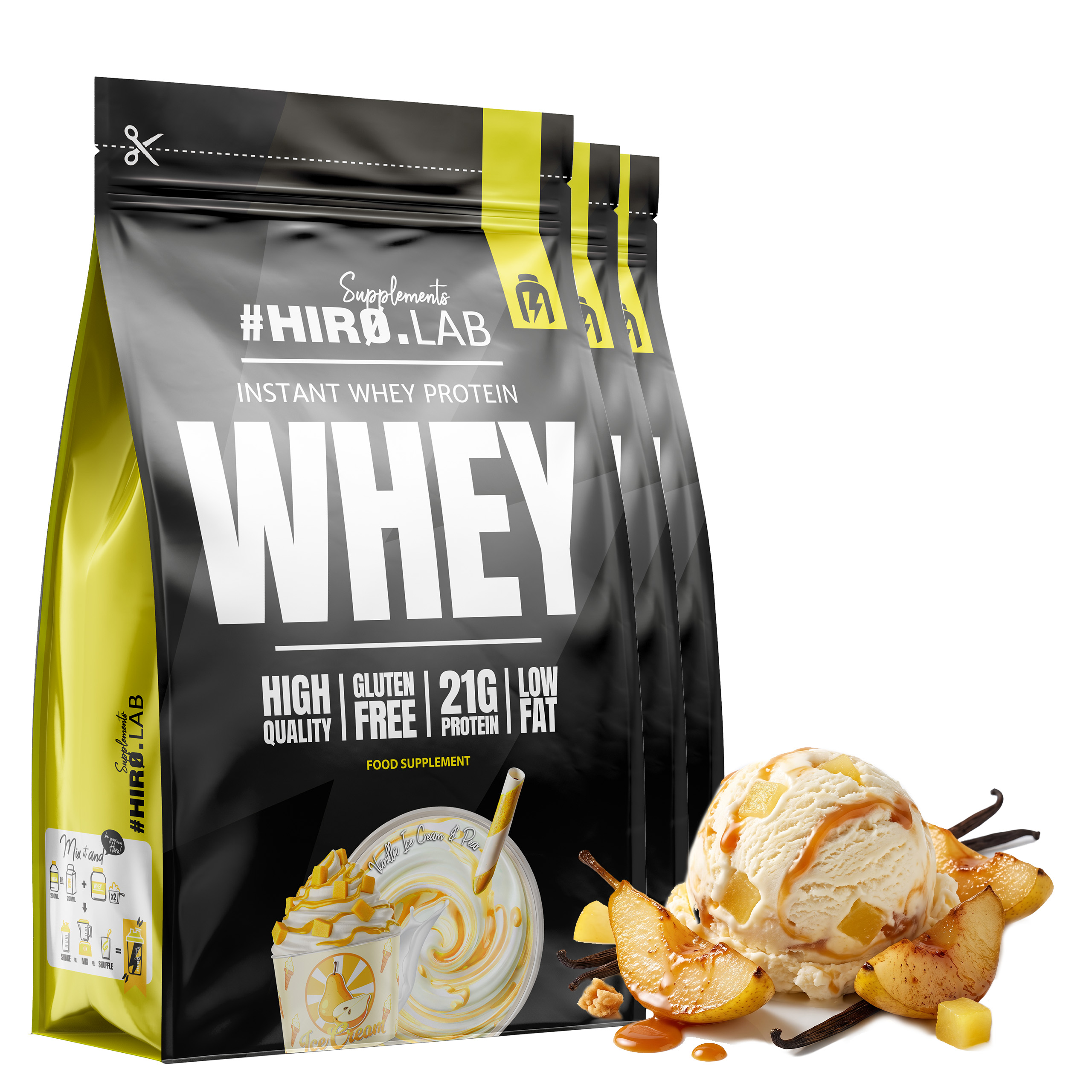 3x Protein Wpc Instant Whey Protein syrovátkový 750 g Hrušková zmrzlina Hiro.Lab