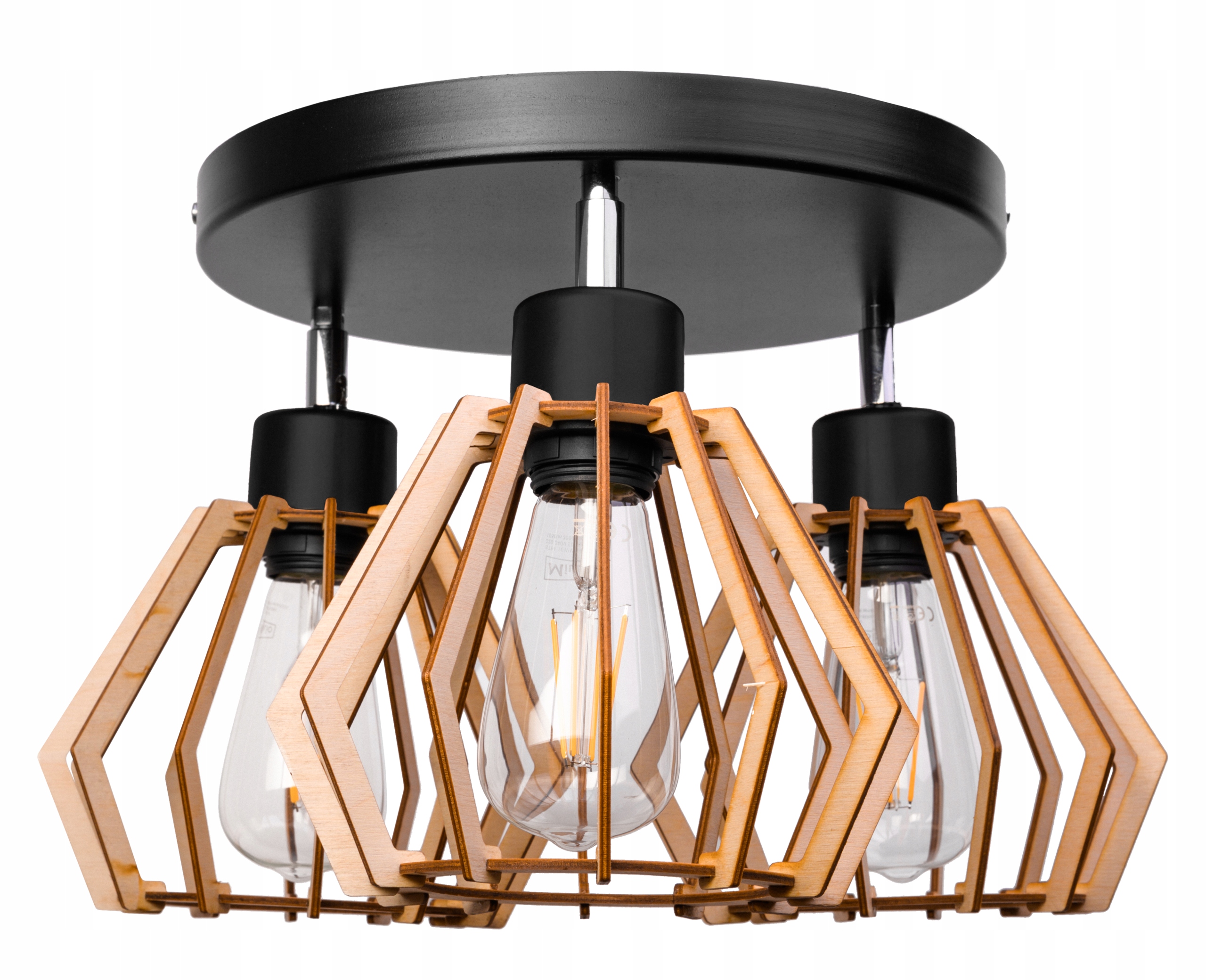 

Lampa Wisząca Sufitowa Regulowana Diament Drewno 3