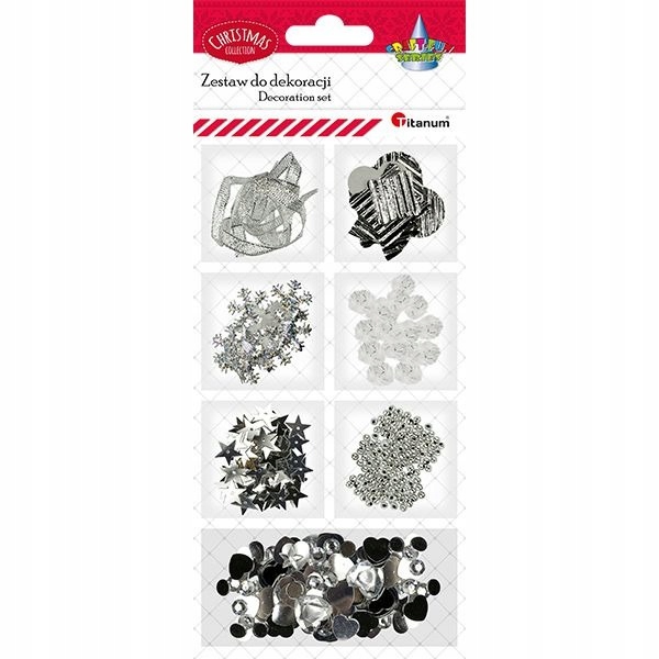 

Zestaw do dekoracji MIX Świąteczny srebrny Titanum