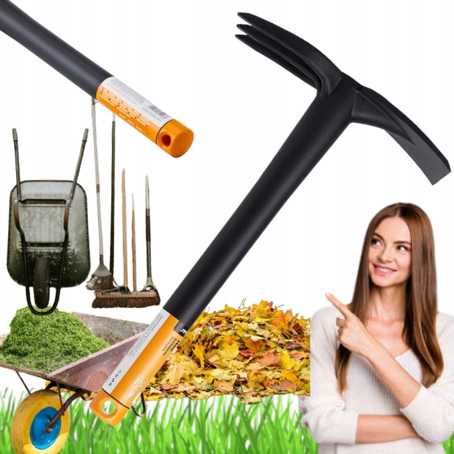 MOTYKA FISKARS OGRODOWA DO CHWASTÓW DO PIELENIA METALOWA 32CM DWUSTRONNA