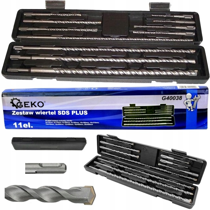 Zestaw wierteł do betonu wiertła Sds+ 5-20mm komplet w etui 11 sztuk