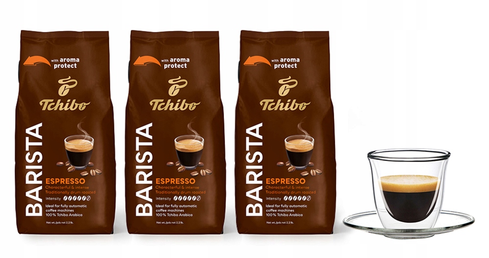 Kawa ziarnista Tchibo Barista Espresso 3kg szklanka termiczna do espresso
