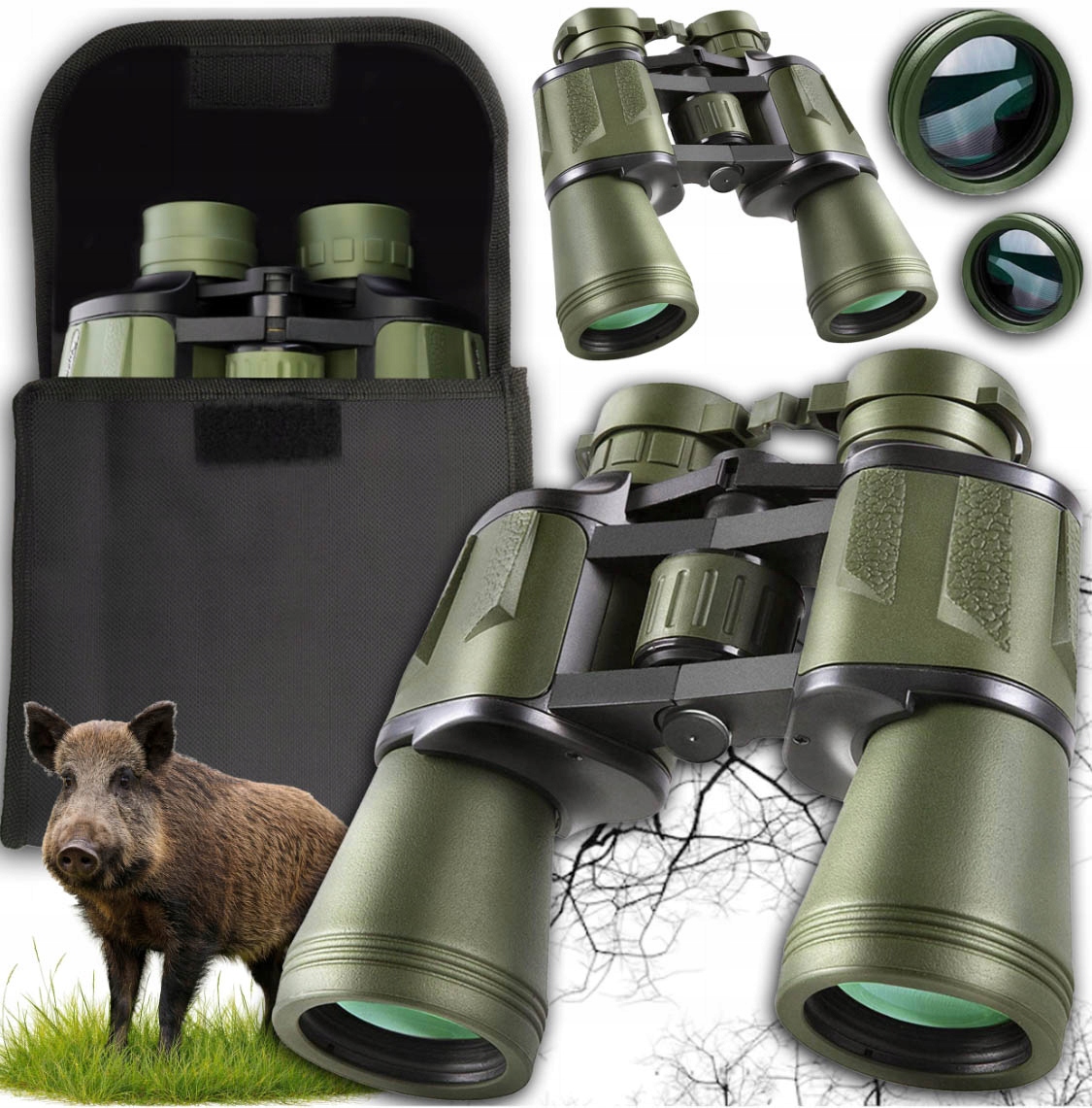 Vojenský lovecký dalekohled 20x50 Turistický zoom Pouzdro Skleněná optika