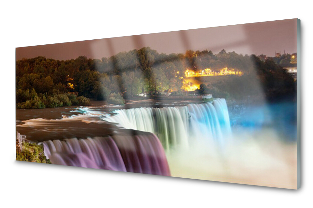 

Panel szklany do kuchni Las Wodospad Natura 125x50