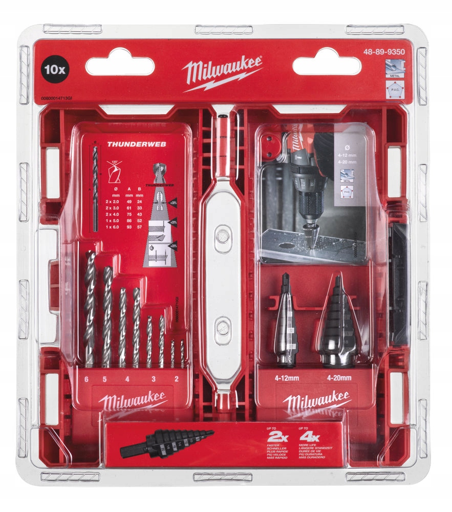 Sada vrtáků do kovu Hss-g a stupňovitých vrtáků 10 ks Milwaukee 48899350