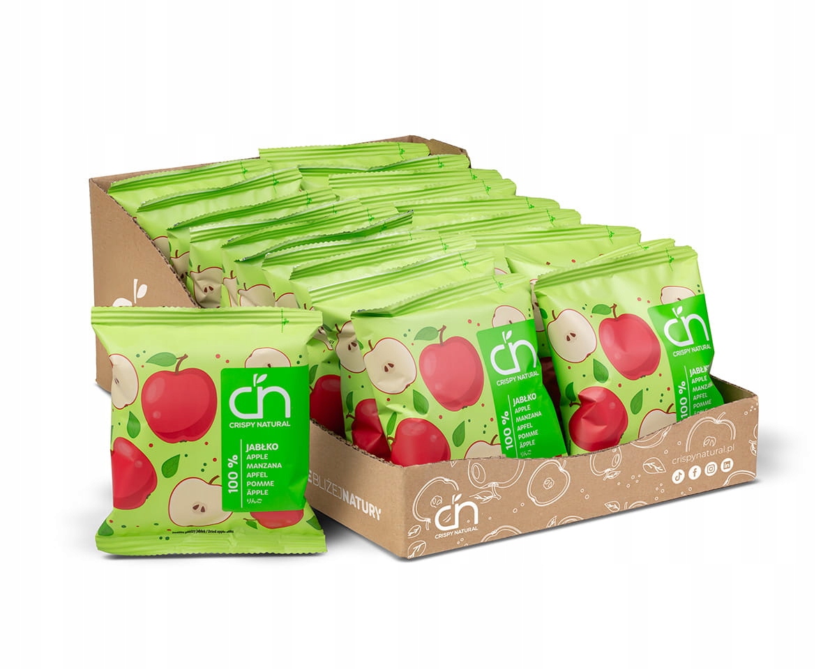 24szt Suszone Owoce Jabłka Chipsy Jabłkowe Bez Cukru 100% Crispy Natural