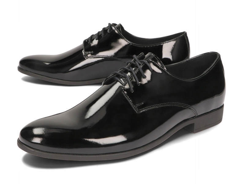 PÓŁBUTY MĘSKIE BUTY WIZYTOWE 093 CZARNY LAKIER 41 Rozmiar 41