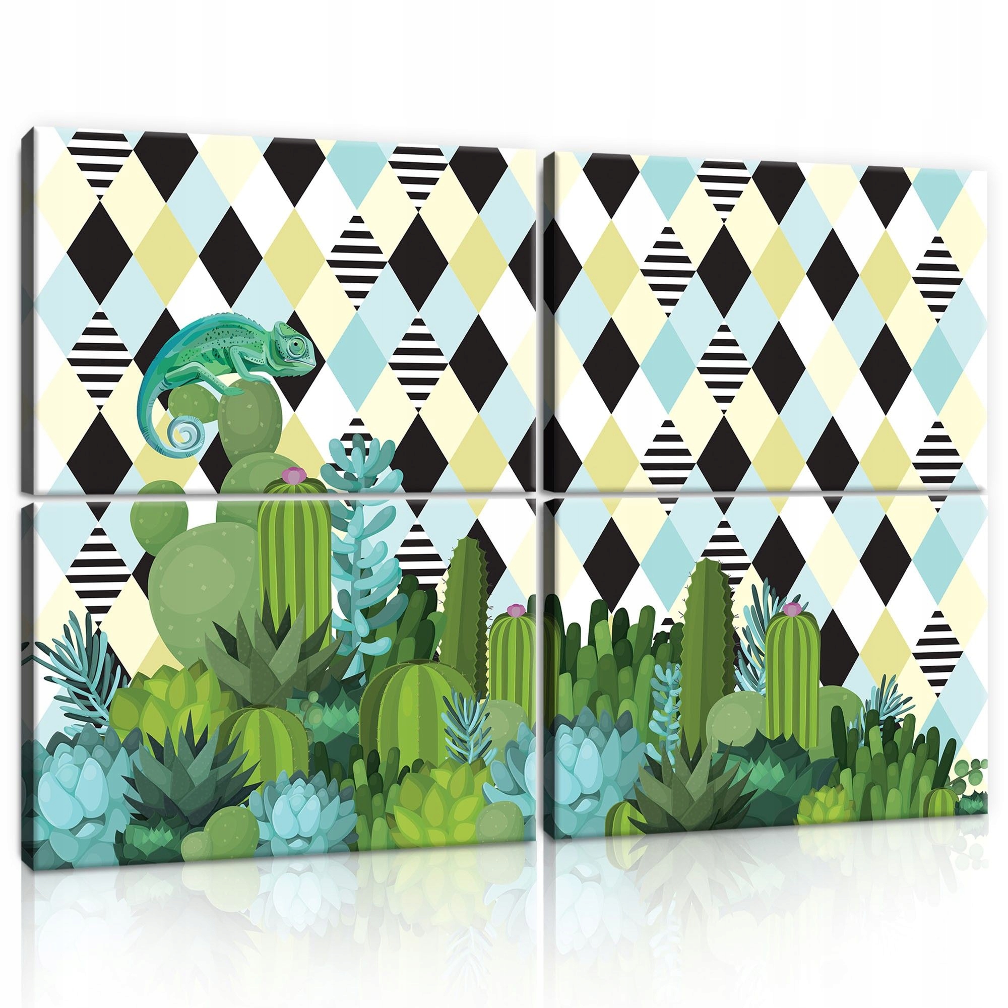 Obraz 120x80 Sukulenty kaktusy trópy púšť geometria farby moderný