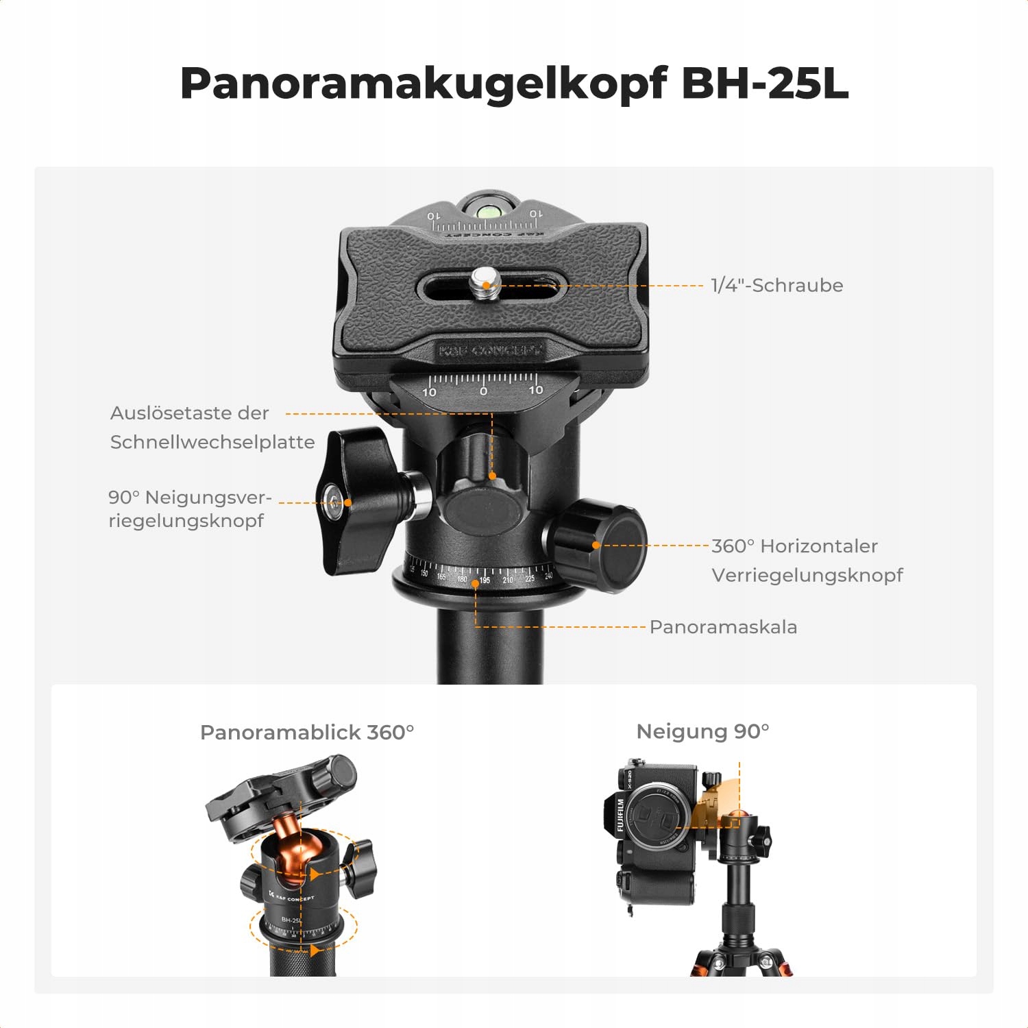 K&F CONCEPT Mini Statyw 360° Głowica, Max 6kg, do Canon Sony Nikon Fujifilm — miniatura 6