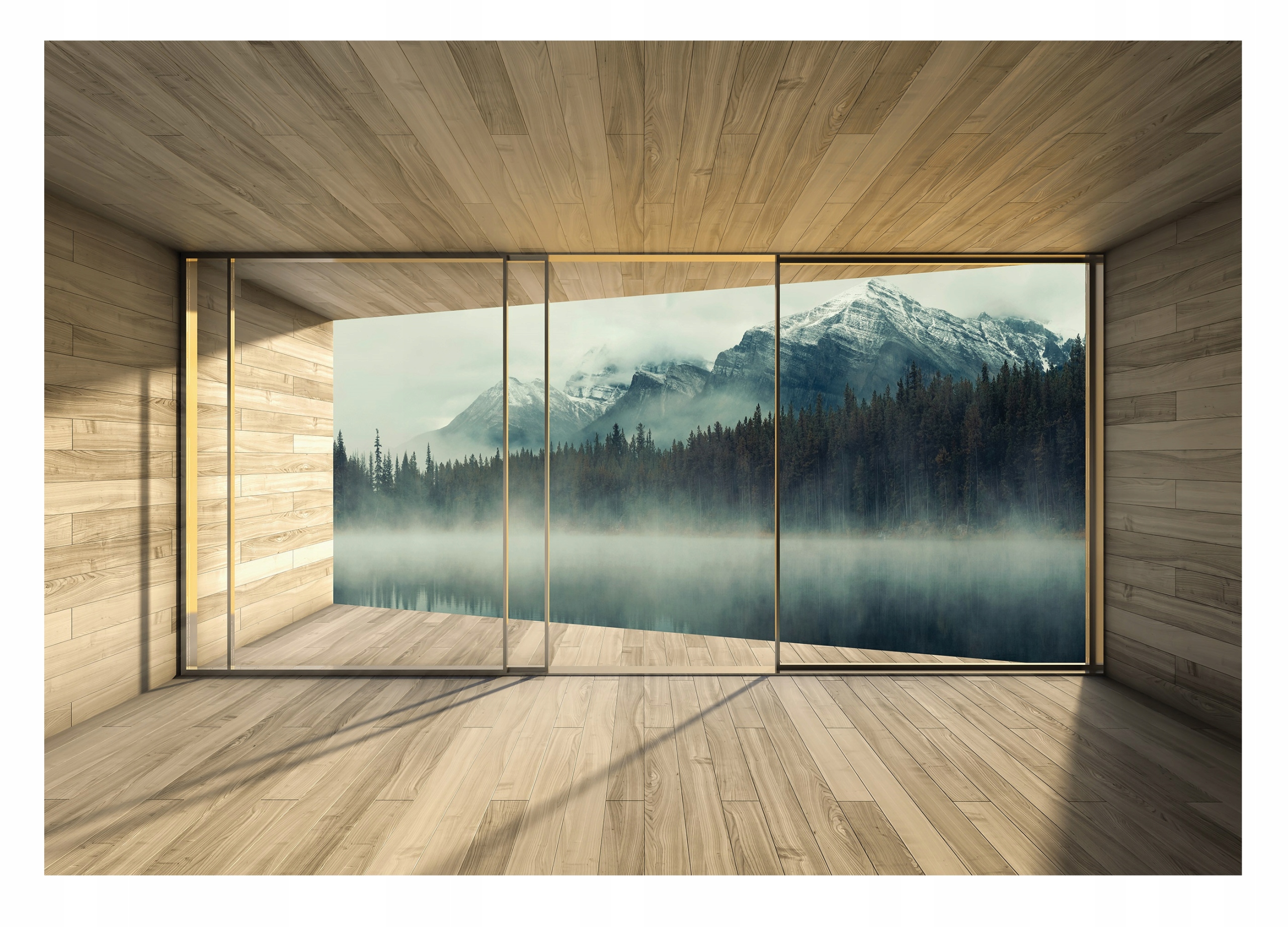 Fototapeta Pohled Z Okna 3D Mlžné hory 416x254