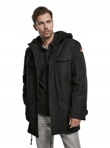 Brandit Černá Parka Bunda S Kapucí A Zateplením Pánská 62 J_e