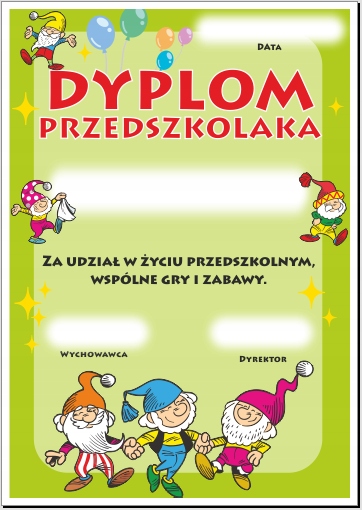 

Dyplom: Przedszkolaka Krasnale (Wzór 21) format A4