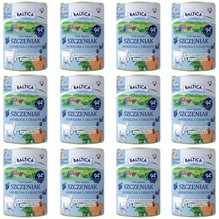 Baltica Karma mokra dla szczeniąt Jagnięcina z cielęciną i batatami 12x400g