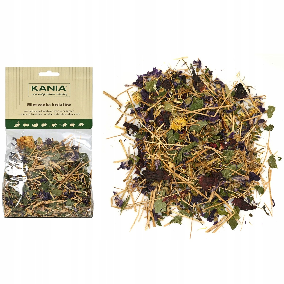 Levně Směs květů Pamlsek Krmivo pro králíky a hlodavce 80 g Kania Premium