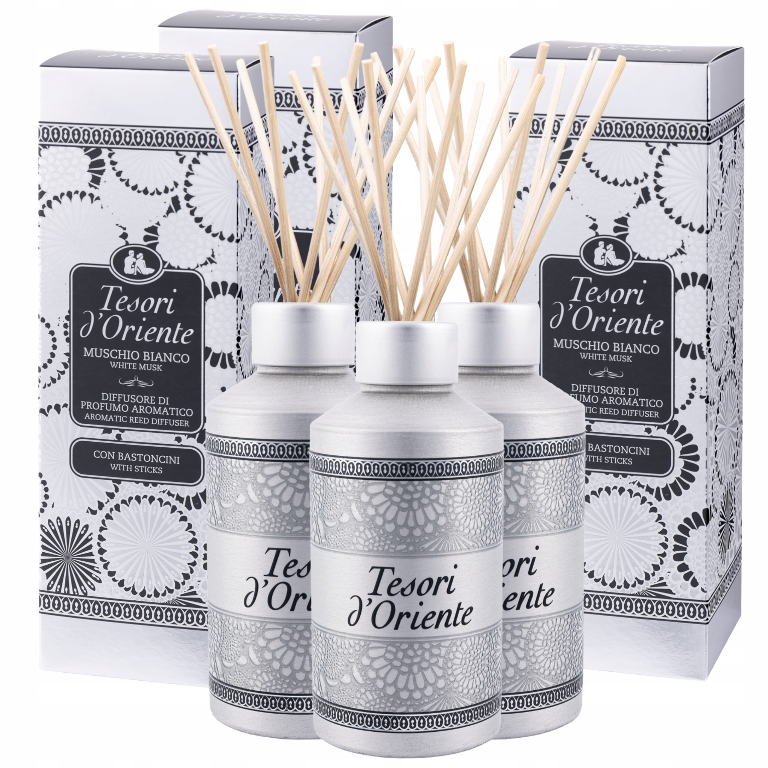 3x Tesori dOriente Patyczki Zapachowe Muschio Bianco Zapach Piżmo 200ml