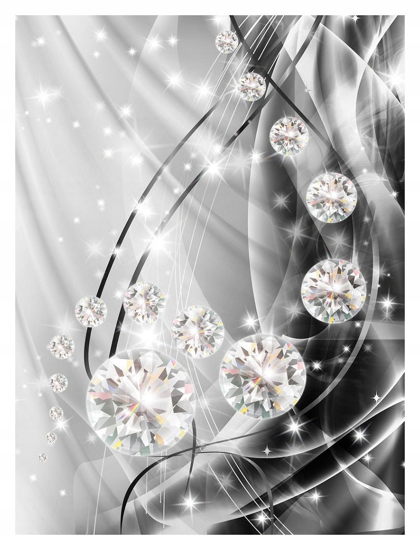 Tapeta Krystaly Diamanty Stříbrná Abstrakce Elegance Lesk 206x275 lepidlo