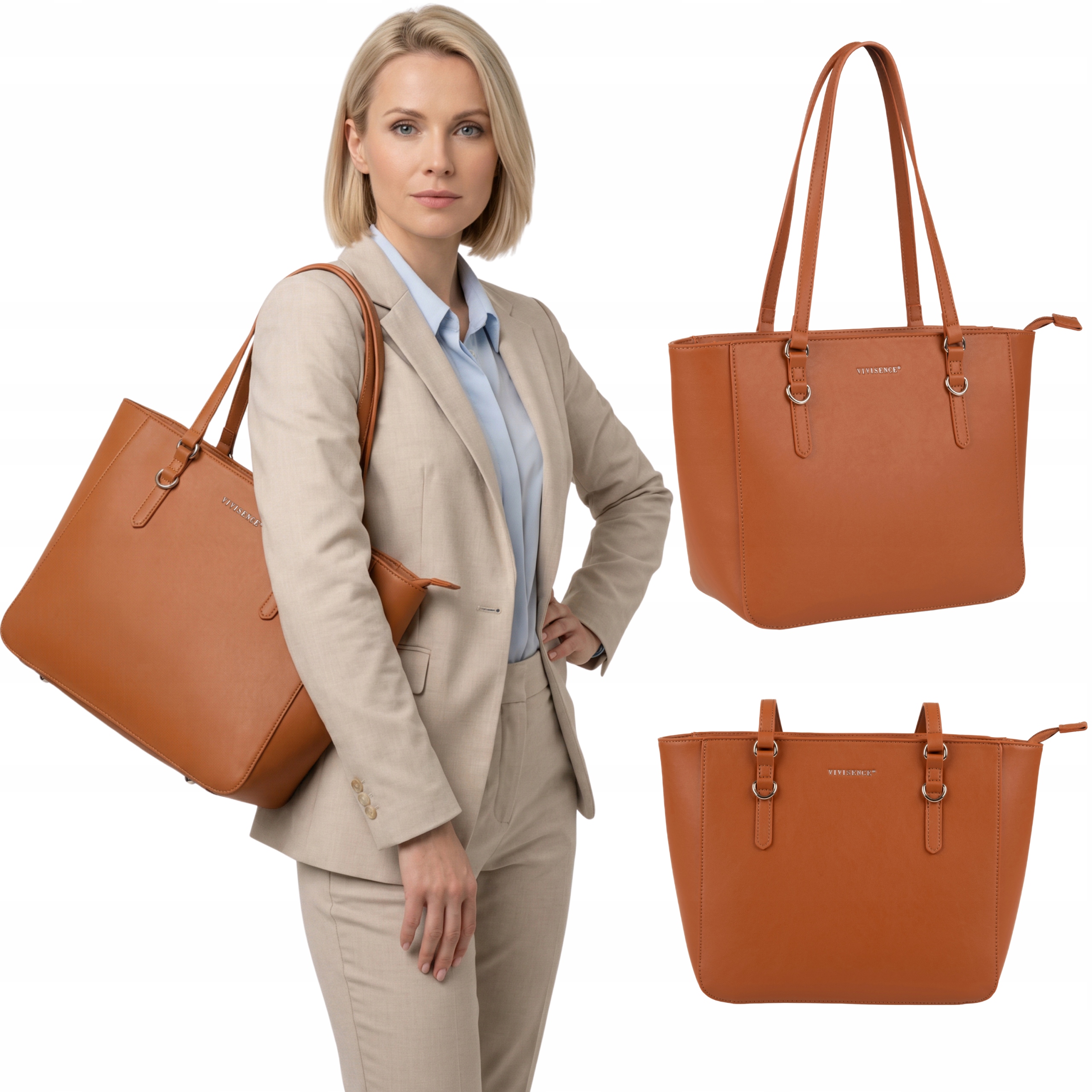 Kabelka přes rameno Městská klasická shopper vintage Vivisence T0017 hnědá