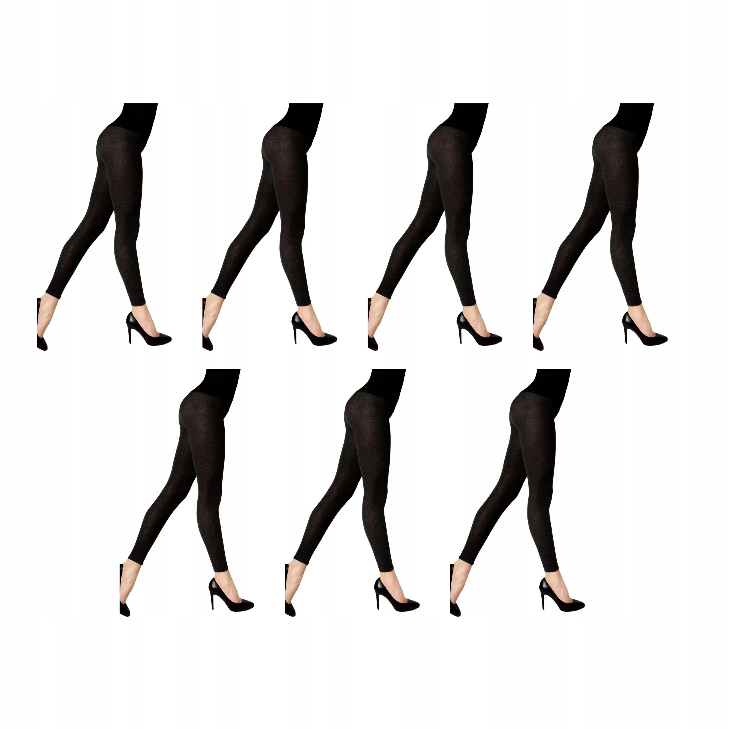 7 párů Dámské bavlněné legíny s vlnou 608 Cotton Legs 7x Černá 2-S