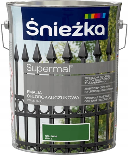 Śnieżka Chlorokauczuk do metalu 5L Zielony Ral 6002