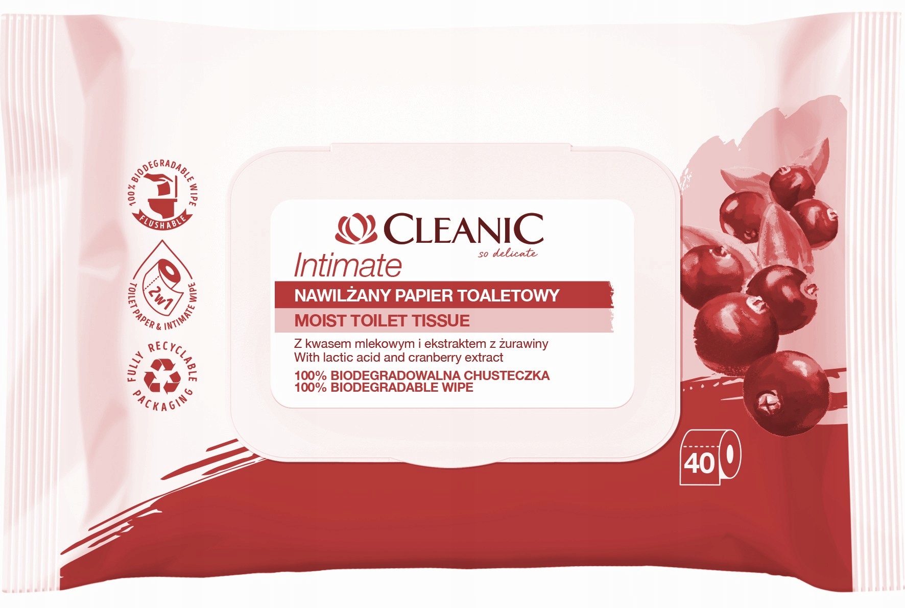 

Cleanic Intimate Nawilżany Papier toaletowy 1op.-