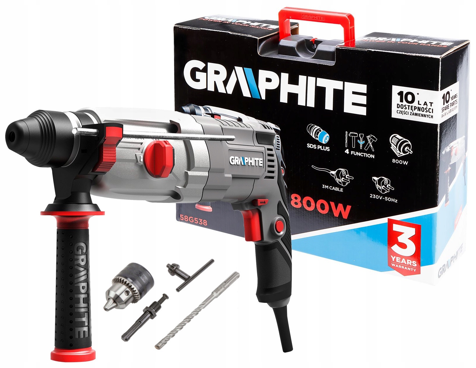 Síťová vrtačka Sds Plus 800W 28J v kufru Graphite
