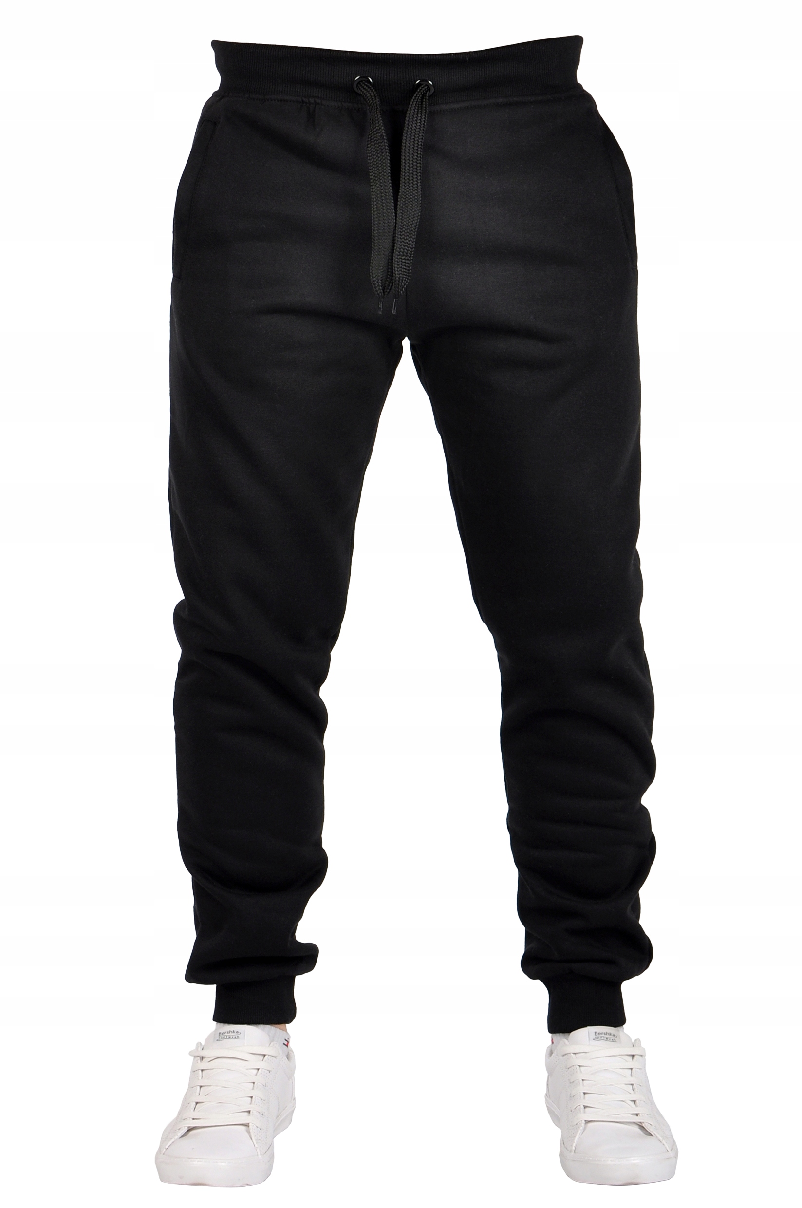 K01 r. XXL MĘSKIE SPODNIE DRESOWE JOGGERY GŁADKIE Kolor czarny