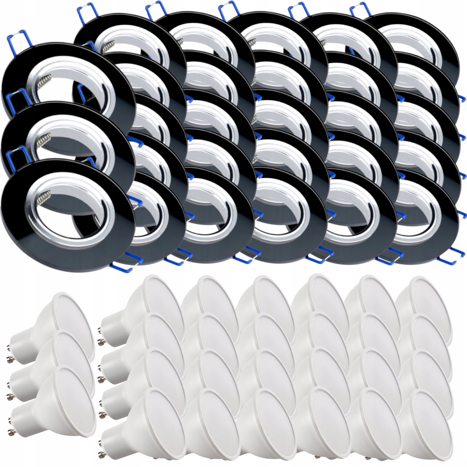 28 x Černá Stropní Lampa Halogenová Objímka Sklo Led Žárovky 1.5 W