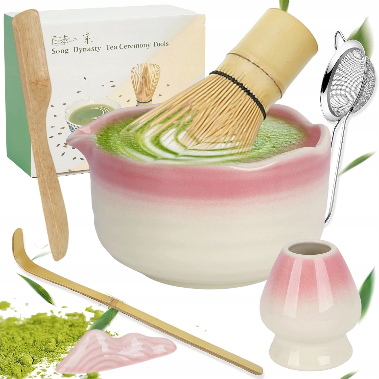 Levně Sada Na Matchu Japonský Styl Matchy 7 Dílná Růžová Barva Jako Dárek