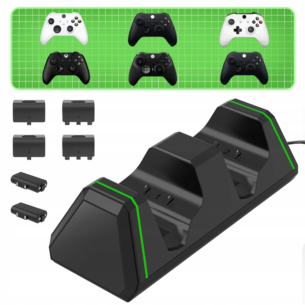 Ładowarka Do Padów Podwójna 2 Akumulatory Xbox One Series X Stacja Ładująca