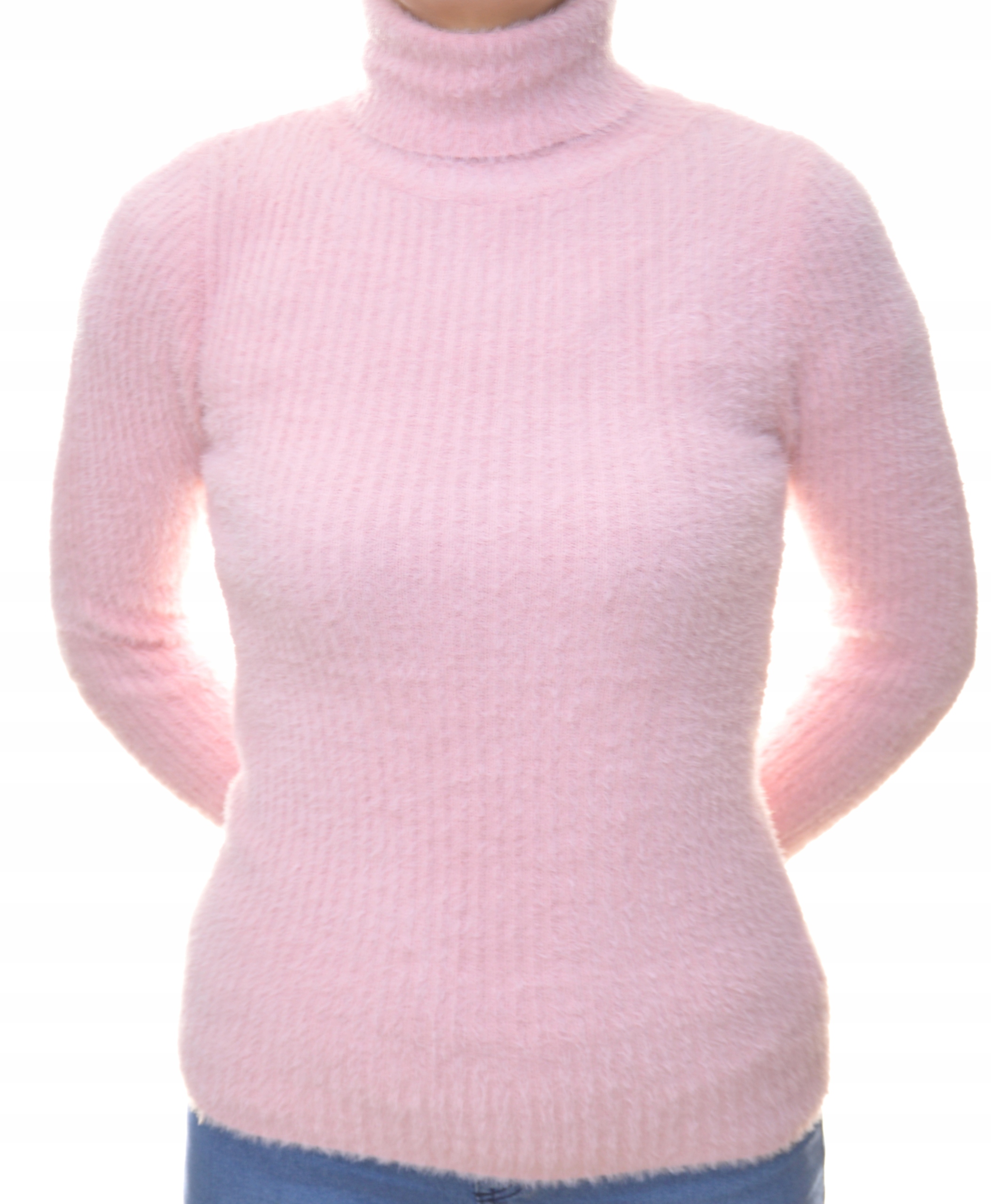

Damski sweter typu alpaka golf w prążek Uni
