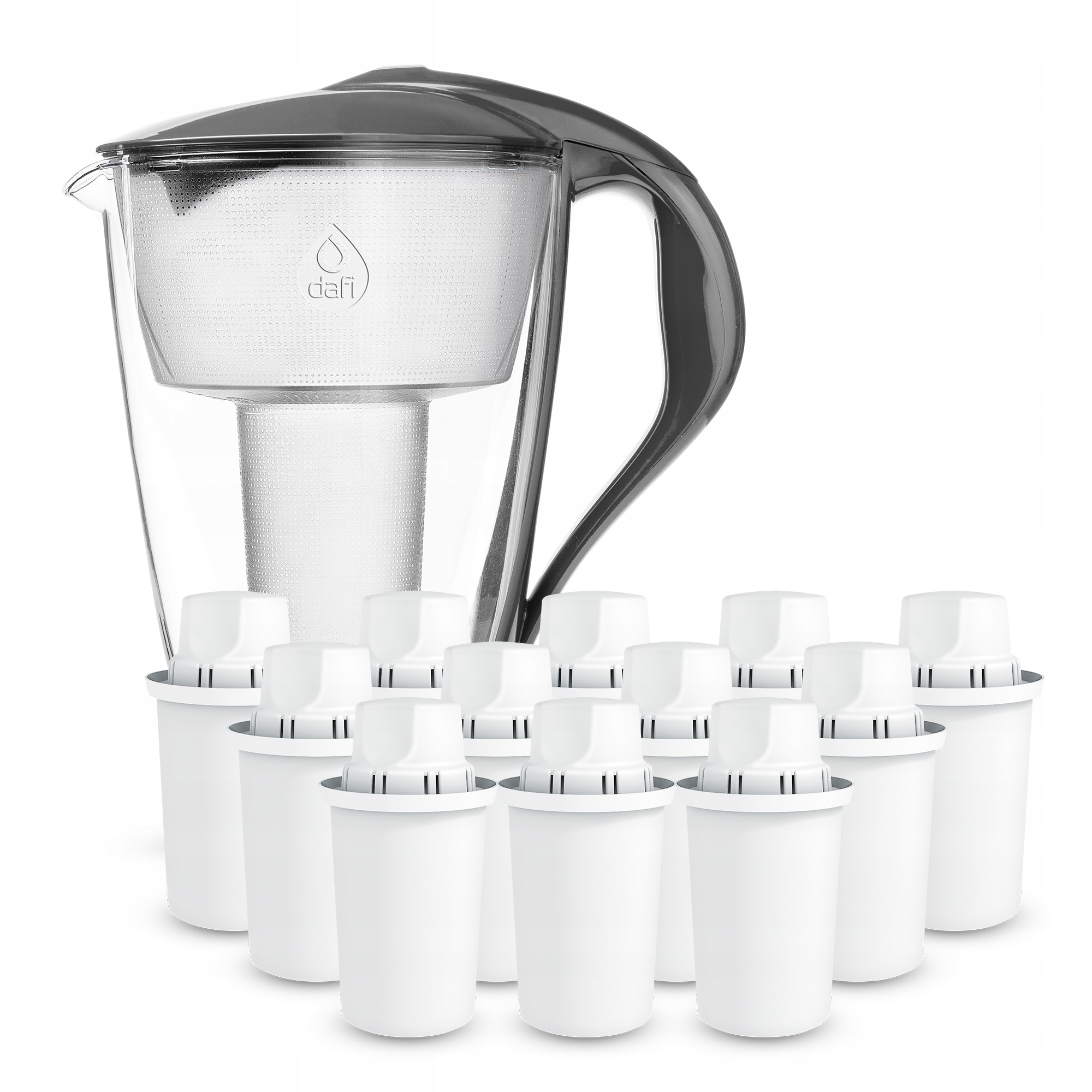Set Skleněná konvice Dafi Crystal Led 2 l Grafitová 12 náplní Classic
