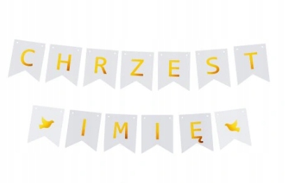 

Girlanda napis Chrzest+imię Dziecka baner gołąbki