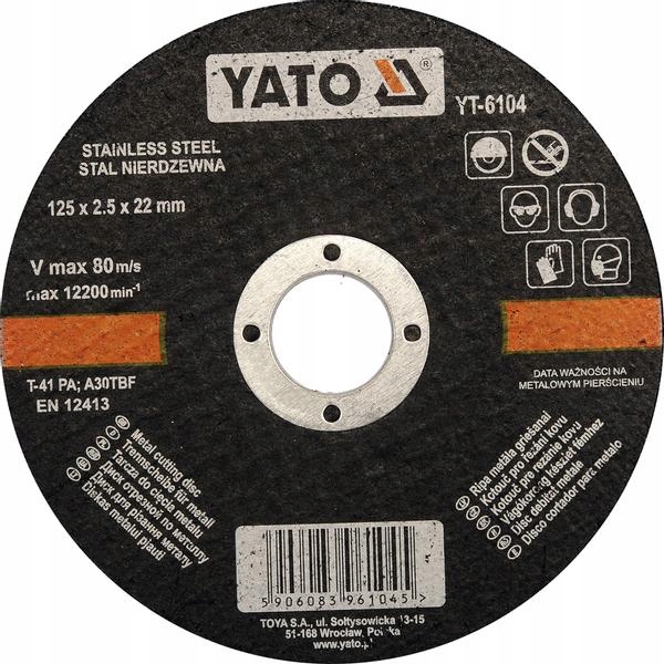 

Yato Tarcza Do Cięcia Stali Nierdzewnej 125x2,5MM