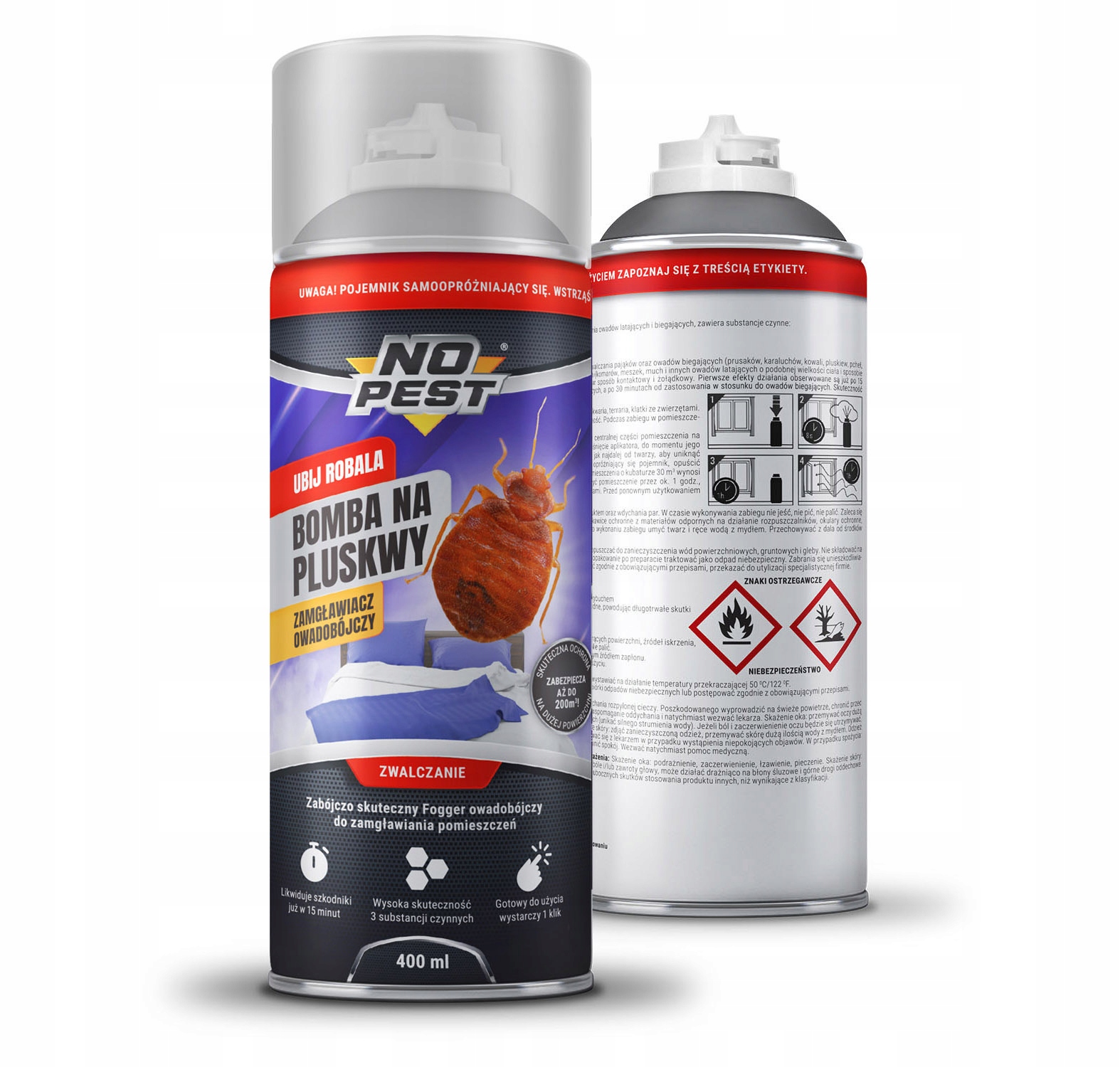 BOMBA FOGGER PREPARAT + SPRAY PŁYN ŚRODEK NA RYBIKI CUKROWE ZESTAW NO PEST Marka No-Pest