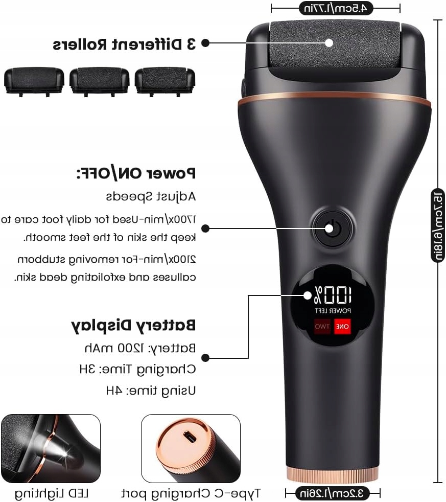 Elektrický Pilník Na Stop Sada Pedikúry 17V1 Se Dvěma Funkcemi Led IPX7