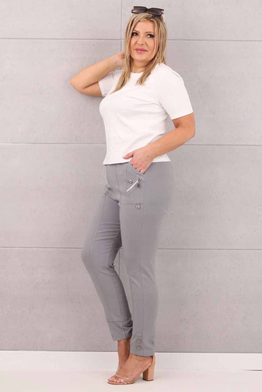 ELASTYCZNE SPODNIE NA GUMCE DAMSKIE Z GUZIKAMI CASUAL DUŻE ROZMIARY Płeć kobieta