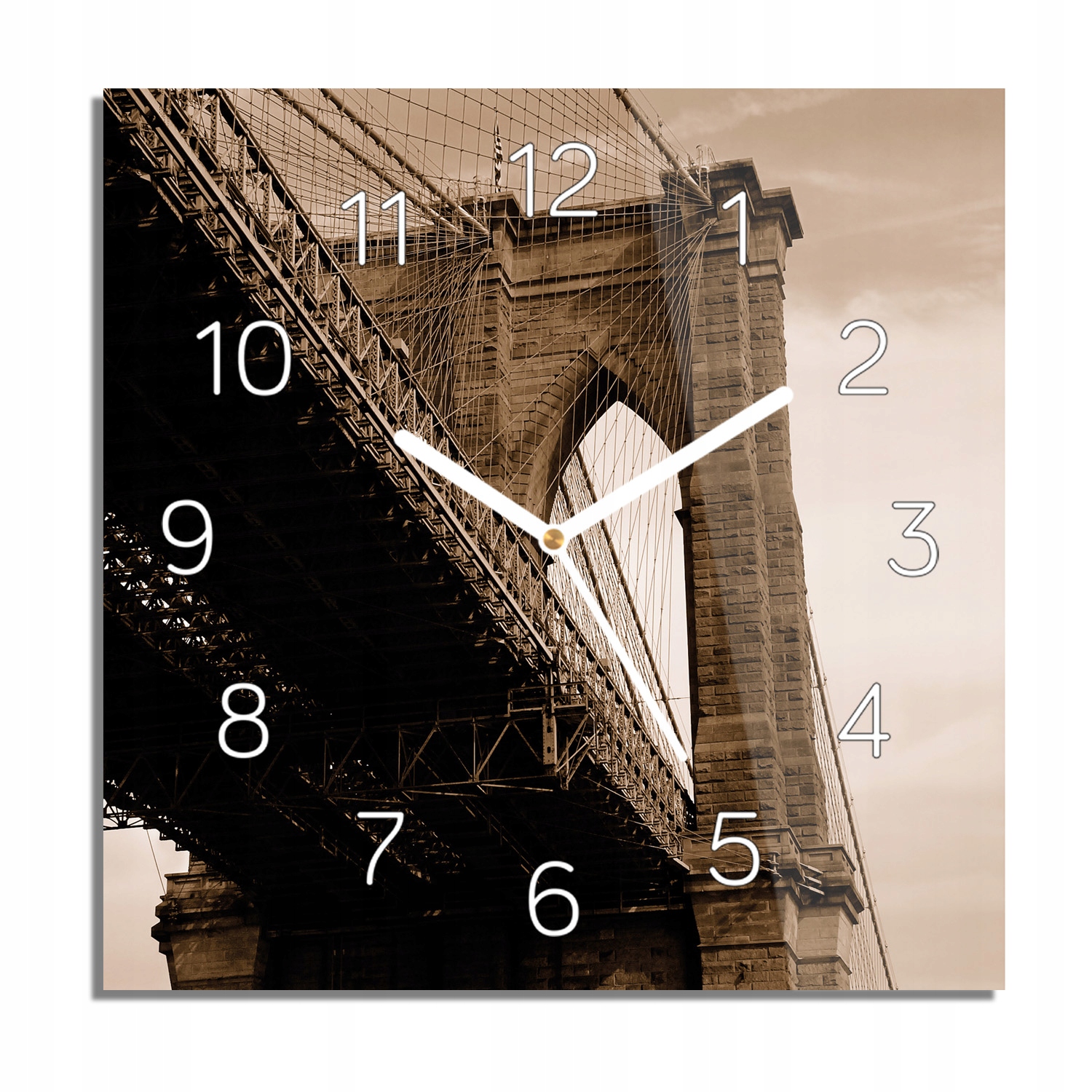 

Most Brooklyn widok zegar na szkle cichy 30x30
