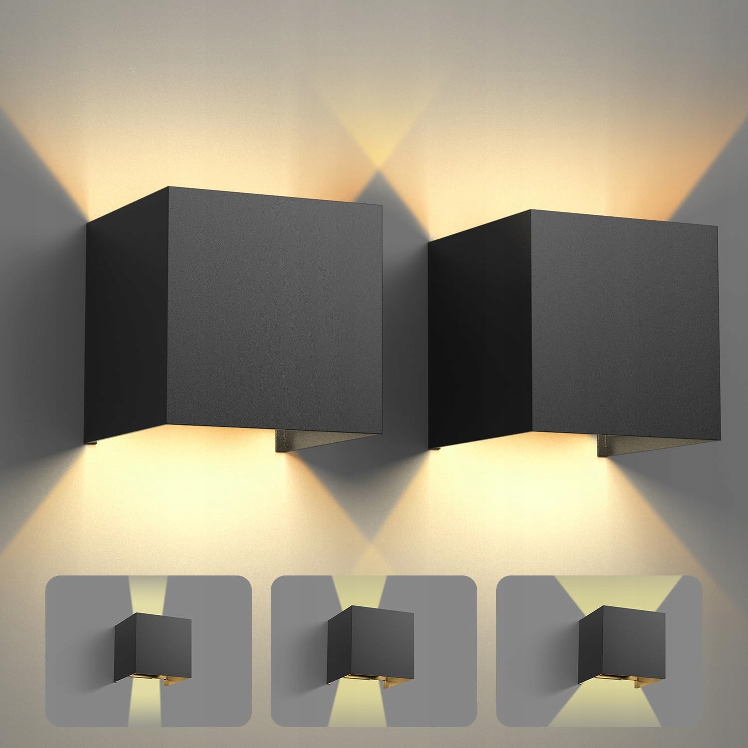 2x Led zahradní nástěnné svítidlo Fasádní nastavitelné 12W IP54 Černá sada