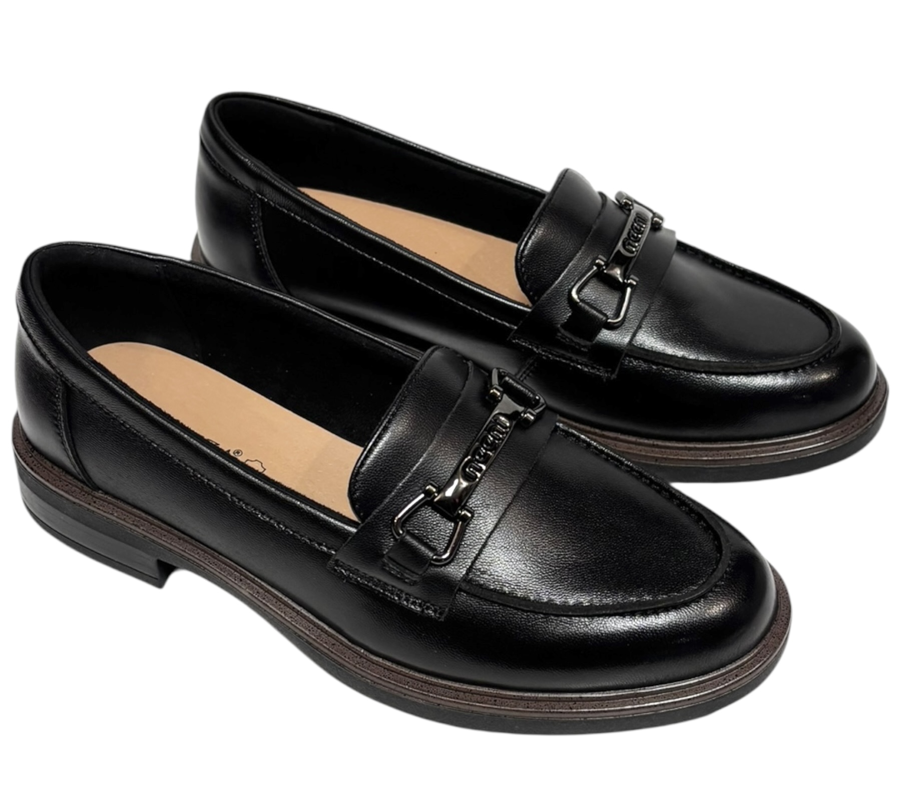 Vinceza 39983 Półbuty Mokasyny Skórzane Licowe Płaskie Czarne 38