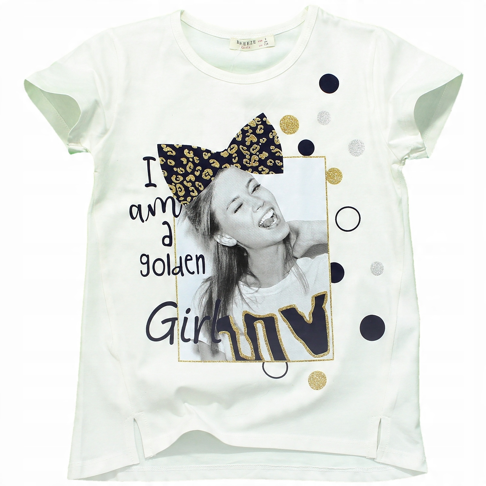 

Bluzka T-Shirt Kokarda Bawełna Brokat Rękawek 134